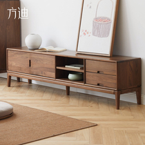 Fangdi TV cabinet living room modern simple new Chinese style black walnut all solid wood small apartment type bedroom TV table home