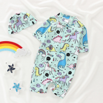 Childrens swimsuit cute dinosaur girl boys one-piece swimsuit baby baby sunscreen ins Korean swimsuit