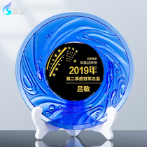 Glass trophy Creative crystal trophy Custom custom high-grade gift medal plate Honor plate Annual meeting souvenir