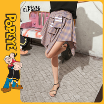 Fairy Pocket Irregular jk Plaid Skirt 2021 Autumn New Female Academy Style a Short Skirt Tide