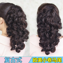 Retro wig Girl Small Roll Short Pony Tail Strap Long Roll Wig Pony Tail Grab Pony Tail Pick Pony Tail