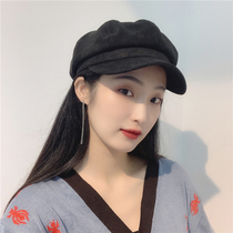 Net red ins beret female Japanese Joker British retro newsboy hat temperament artistic suede painter hat