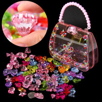 Childrens gemstone toy girl Diamond crystal colorful stone plastic diy handmade beaded birthday 3-7 years old gift 