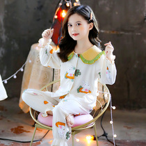 Girls  pajamas Spring and autumn thin cotton long-sleeved childrens clothes Big childrens autumn little girl baby home clothes set