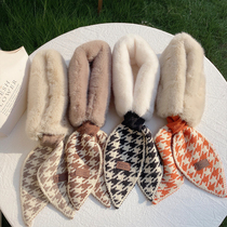 Han Prints Winter Warm Fur Collar Protection Neck Knit neck Female Rabbit Plush Thickening Leather Grass 100 Lap Scarves
