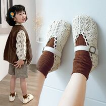 Female baby sandals Girl Fei Weaving Princess Shoes 2021 Childrens Single Shoes Summer Baby Soft Sides Woven Shoes