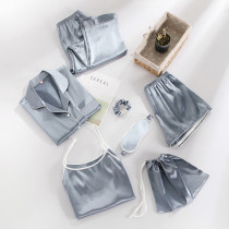 Pajamas womens summer thin section suspenders shorts sexy large size can be worn outside high-end home clothes seven-piece suit ice silk