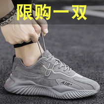 2021 New Korean version of the trend mesh Sports mens shoes autumn Joker Leisure running net red pops trendy shoes
