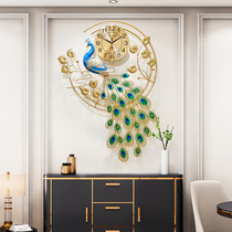 Peacock wall decoration Entrance decoration wall decoration pendant Home wall-mounted dining room living room wrought iron creative European style pendant clock