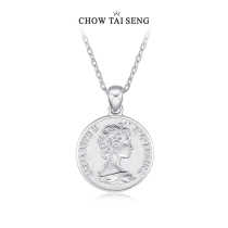 Zhou Shengsheng Vintage Coin Necklace Queen Avatar Lucky Coin Clavicle Chain 925 Sterling Silver Jewelry Girls Day gift