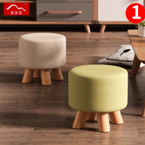Cloth Art Small Stool Home Living Room Small Bench Fashion Couch Stool Creative changing shoes stool Wooden Stool Short Bench Solid Wood Round Stool