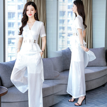 Zhang Cai Feiyue 2021 summer temperament Korean casual summer womens suit fashion trend New US version two-piece set