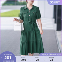 MSShe big code womens dress 2022 new summer dress fat mm shirt dress overalls wind retro style plexigo dress