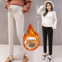 Pregnant womens leggings Autumn and winter wear belly pants Pregnant womens pants Autumn and winter clothing velvet thick wool pants Pants womens pants