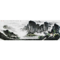 Li Xinhua Qingshan is often in the water Changliu Famous Landscape Country Painting Real Miraculously Living Room Office Decoration with a group photo