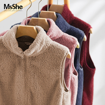 MsShe Plus Size Women 2021 New Fat Sister Autumn and Winter Double Coral Velvet Semi-Turtleneck Vest Jacket