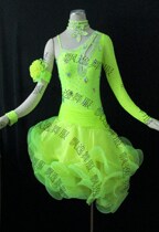 Flutter dance suit upscale custom National Peuding Latin race dress performance precisely denim Lumba swings to be non-fur