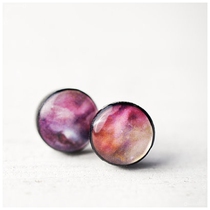 Ukraine Beautyspot European and American girl trend brand 丨 Cosmic planet 丨 Pink nebula stud earrings spot