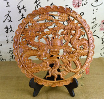 Authentic peach wood two dragon play beads pendant wall hanging home decoration craft gifts to ward off evil spirits Nafu Feicheng wood carving