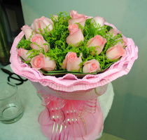 Pink rose 19 bouquets Shanghai flowers Courier flower shop in the same city to send flowers Valentines Day Valentines Day Valentines Day to buy flowers