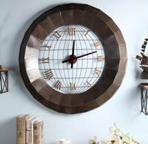 American New Metal Industrial Wind Antique Make Old Wall Bar Coffee Hall Wall Decoration Iron Art Round Roman hanging clock