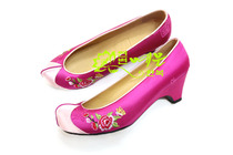 Korea imported traditional Hanbok hook shoes Rose pink Hanbok embroidered shoes 5cm high heel YE-P7086