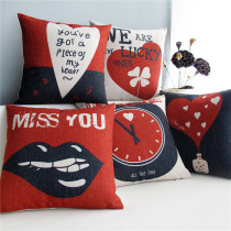 Nordic foreign trade simple red and black love motto heart theme cotton pillow office sofa pillow cushion cushion