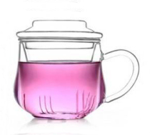 Xiaolanya cup Heat-resistant glass office cup Flower tea cup Filter glass water cup 300ml