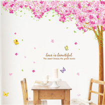 Romantic cherry tree removable wall stickers Living room sofa TV warm bedroom background wall painting stickers Stickers