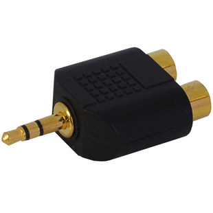 Physical store wholesale audio adapter Stereo 3 5mm revolution 2 two double Lotus female gold-plated head # G12