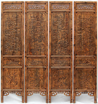 Dongyang wood carving screen partition folding screen living room bedroom porch Chinese retro solid wood folding mobile residential furniture