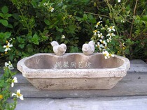 European style coarse pottery flower vase Light brown old series Pottery pots Fleshy creative rectangular pottery flower pots patchwork pots