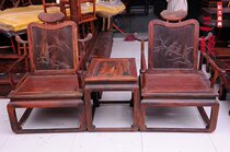 Mahogany furniture Laos red sour branch new official hat Tai master chair three-piece set Chinese antique sandalwood carving chair