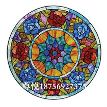 Custom art color pendant glass round ceiling ceiling partition entrance shoe cabinet doors and windows background double-sided light transmission