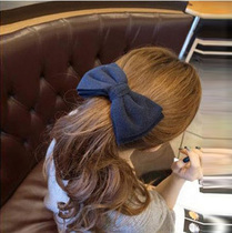 South Korea imported top clip Korean thick cloth solid color big bow hairclip spring clip fabric hair accessories headwear