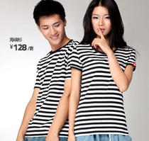 Summer Dress Lady T-shirt Navy Wind Stripe T-Shirt Pure Cotton Manmade Short Sleeve Sea Soul Jersey Woman dress two pieces