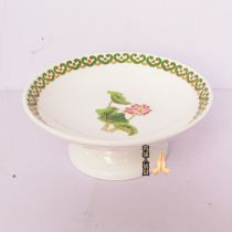  6 inch lotus fruit plate ceramic offering plate tribute white tribute Buddhist Guanyin tribute fruit Buddha hall YYGP02