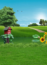 Childrens photography background cloth outdoor landscape grass green theme 100 days photo studio baby photo background paper 1260