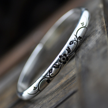 National Classic Style Authentic Yunnan Miao Silver Hand Carved Bracelet Bracelet Handmade National Jewelry