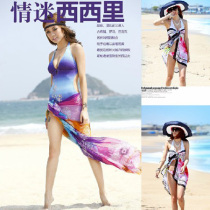 Korean beach towel Womens bikini swimsuit Wrap yarn shawl bandeau beach skirt Shawl wrap skirt Sunscreen gauze towel