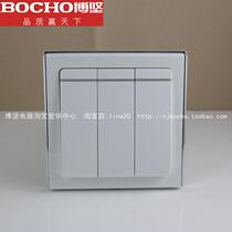 BOCHO Bojian Switch Socket C60 Three Open Single Control 86 Flash Silver Three Open Single Control 3 Open Single Control Switch