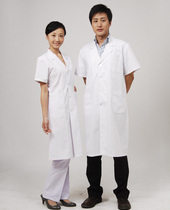 Half-sleeve white mens and womens uniform work clothes short-sleeved summer white coat laboratory isolation clothes