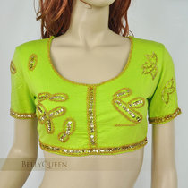 Belly Dance Top Indian Dance Costume Set Performance Costume New Special Thirteen Leaf Beaded Short Sleeve