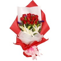 White Lily Red Rose Bouquet Flowers Express Birthday Delivery Flower Shanghai Teachers Day Putuo Flower 1342