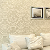 Round net non-woven wallpaper Bedroom warm European Damascus wallpaper living room solid color Bodian burst king