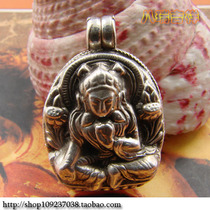 Nepal 925 sterling silver Gabu box handmade green female gawu amulet hanging