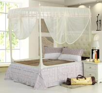 Night Erxiang luxury square mosquito net glass steel pipe bracket three door mosquito net summer high lace square tent　