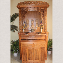 Buddha niche 108 Lotus column set Cabinet Cabinet camphor wood Buddha platform home with door multi-layer supply platform solid wood shrine Buddha cabinet