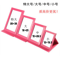 HD portable folding mirror makeup mirror high-end exquisite PU desktop dressing mirror portable mirror crocodile pattern big mirror