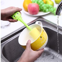 Kitchen creative cartoon sponge Cup brush long handle bottle cleaning brush baby bottle brush tea cup glass cleaning